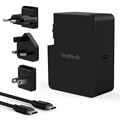 Inateck 60W USB C Wall Charger PD Charger with US UK EU Travel Adapter and 2M USB C Cable for MacBook 2015/2016, MacBook Pro 13”/15”, iPad Pro, Chromebook Pixel, Samsung S8, Nintendo Switch (UCC1003)