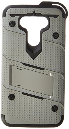 Zizo Slim Dual Layer Armor Kickstand Holster Clip Bolt Cover with .33mm 9H Tempered Glass and Screen Protector for LG G5 (Gray/Black)