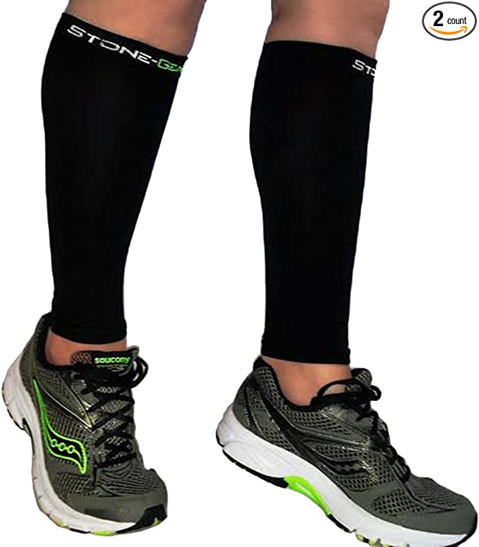 Stone Gear Compression Sleeves The Best Footless Compression for Men and Women, Great for for Running, Muscle Recovery, Calf Pain Relief, Travel, Shin Splints, Edema.