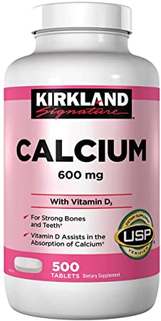 Kirkland Signature Usp Verified Calcium 600mg Plus D3 with Vitamin D3, Assists in the Absorption of Calcium OF 500 Dietary Supplement Tablets - COS9