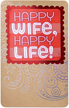 American Greetings Valentine's Day Card for Wife (Happy Wife, Happy Life)