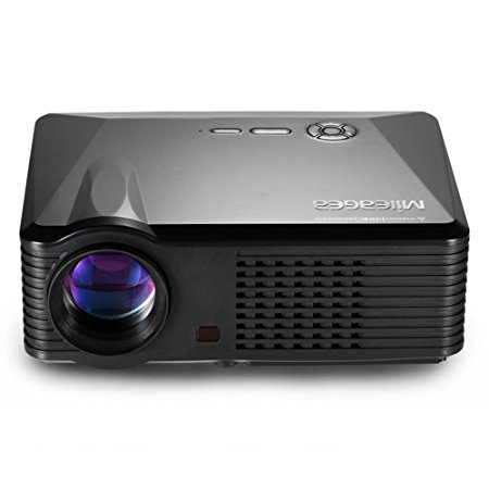 Mileagea 800x480 Full HD 2000 Lumes Multimedia Led Projector for Home Cinema Theater Movie Bussiness Gaming Meeting Black Color