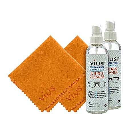 Lens Cleaner Kit – vius Premium Lens Cleaner Spray for Eyeglasses, Cameras, and Other Lenses - Gently Cleans Bacteria, Fingerprints, Dust, Oil (2oz Travel Pack)