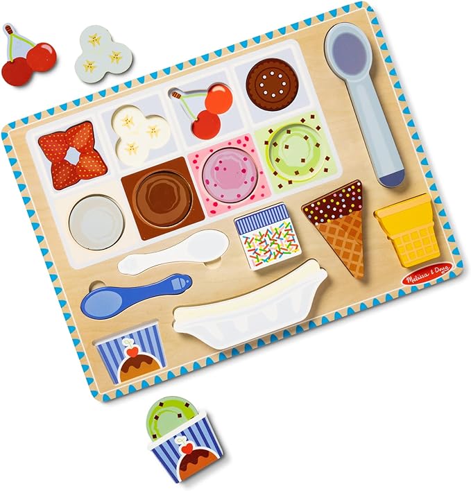 Melissa & Doug Wooden Magnetic Ice Cream Puzzle & Play Set