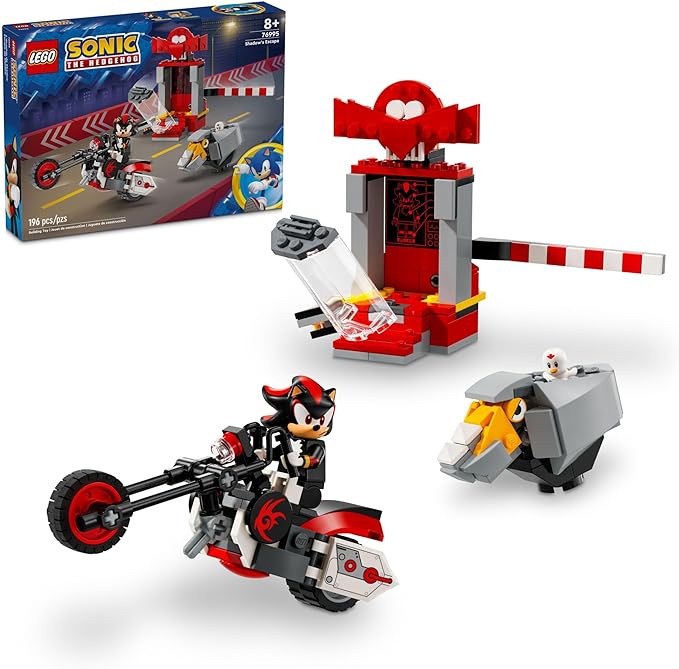 LEGO Sonic The Hedgehog Shadow The Hedgehog Escape Building Set, Motorcycle Toy, Video Game Character Figures, Sonic Toy for Kids, Gift for Gamers Ages 8 Plus, 76995