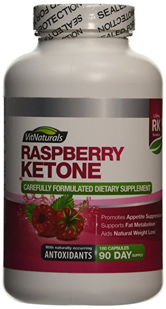 VitNaturals 1200 mg Raspberry Ketone Natural Weight Loss Supplement - Pack of 180 Capsules