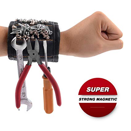 GOOACC Magnetic Wristband with 15 Strong Magnets for Holding Screws Nails Drill Bits Holding Tools Best Unique Tool Gift for DIY Handyman Father Dad Husband Boyfriend Men Women,2 Years Warranty