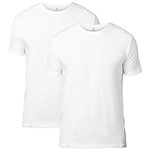 LAPASA Men's Short Sleeve Micro Modal Undershirts V-Neck/Crew Neck T-Shirts Solid Plain Tees 2 Pack
