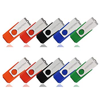 KOOTION 10PCS 16GB USB Flash Drive Thumb Drives Memory Stick (5 Mixed Colors: Black Red Orange Blue Green)