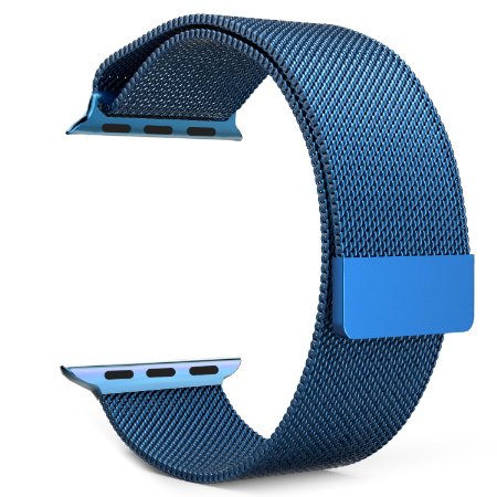 Apple Watch Band Series 1 Series 2, with Unique Magnet Lock, MoKo Milanese Loop Stainless Steel Bracelet Smart Watch Strap for iWatch 38mm All Models, No Buckle Needed - BLUE (Not Fit iWatch 42mm)