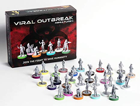 [Not-So-Bored Games] Viral Outbreak Miniatures (30 25mm Figures, 30 Character Snaps), Perfect for Pandemic