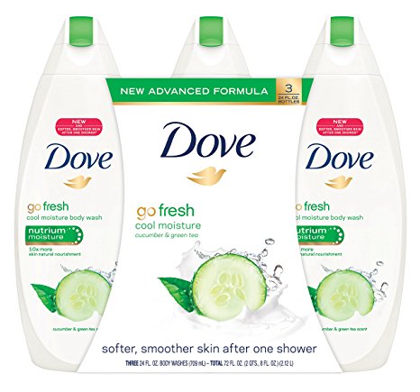 Dove go fresh Cool Moisture Body Wash, Value Pack, 24 Ounce, 3 Count