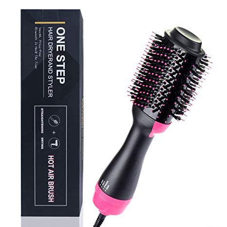 VASLON Professional Ionic One Step Hair Dryer 4-in-1 Hot Air Brush Hair Curler Hair Straightener Curling Ionic Hair Brush Blow Dryer Ionic Salon Hair Tool for All Hairstyle