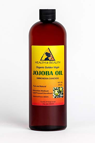 Jojoba Oil Golden Organic Carrier Unrefined Raw Virgin Cold Pressed Pure 16 oz, 473 ml