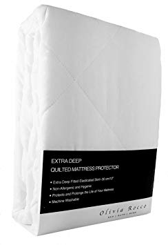 Olivia Rocco Luxury Quilted Extra Deep Mattress Protector, Hotel Quality Fitted Mattress Protector's 12" deep (Single)