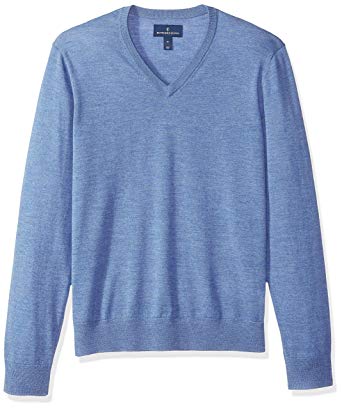 BUTTONED DOWN Men's Italian Merino Wool Lightweight Cashwool V-Neck Sweater