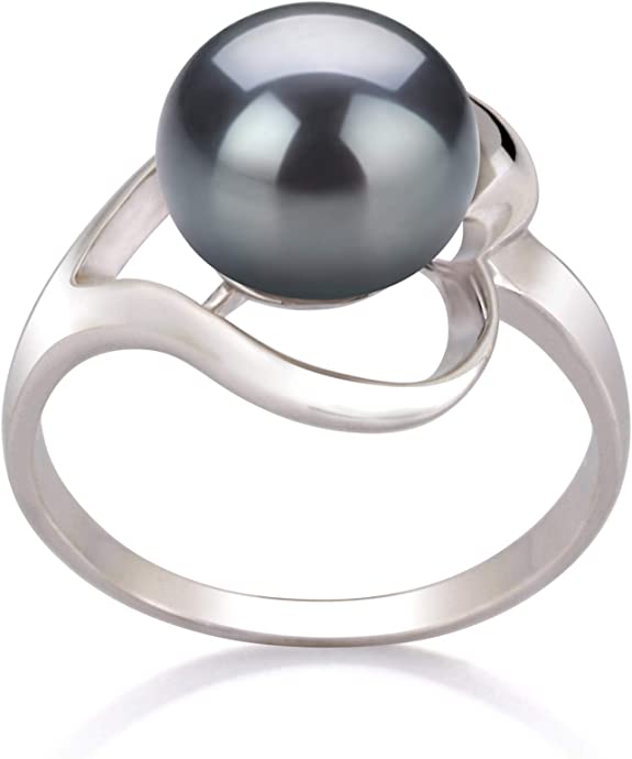 Sadie Black 9-10mm AA Quality Freshwater 925 Sterling Silver Cultured Pearl Ring For Women