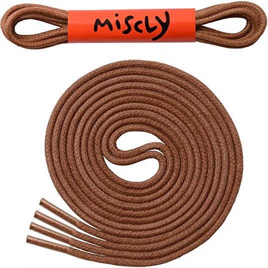 Miscly Waxed Thin Round Dress Shoelaces [3 Pairs] 3/32" Thick