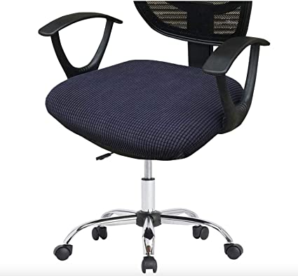 Deisy Dee Stretch Office Computer Chair Seat Covers, Removable Washable Anti-dust Desk Chair Seat Cushion Protectors C173 (Black)