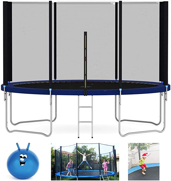 Heavy Duty 6FT 8FT 10FT 12FT 14FT Outdoor Trampoline with Enclosure Net for Kids Spring Cover Ladder FREE Space Hopper
