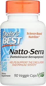 Doctors Best Natto-Serra, Non-GMO, Vegan, 90 Veggie Capsule (Pack of 1)