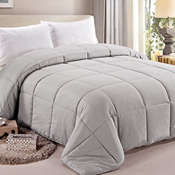 NTBAY Down Alternative Comforter All Season Duvet Insert, Fluffy, Warm and Soft, King, Grey