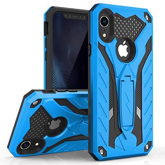 Zizo Static Series Compatible with iPhone XR Case Military Grade Drop Tested with Built in Kickstand (Blue/Black)
