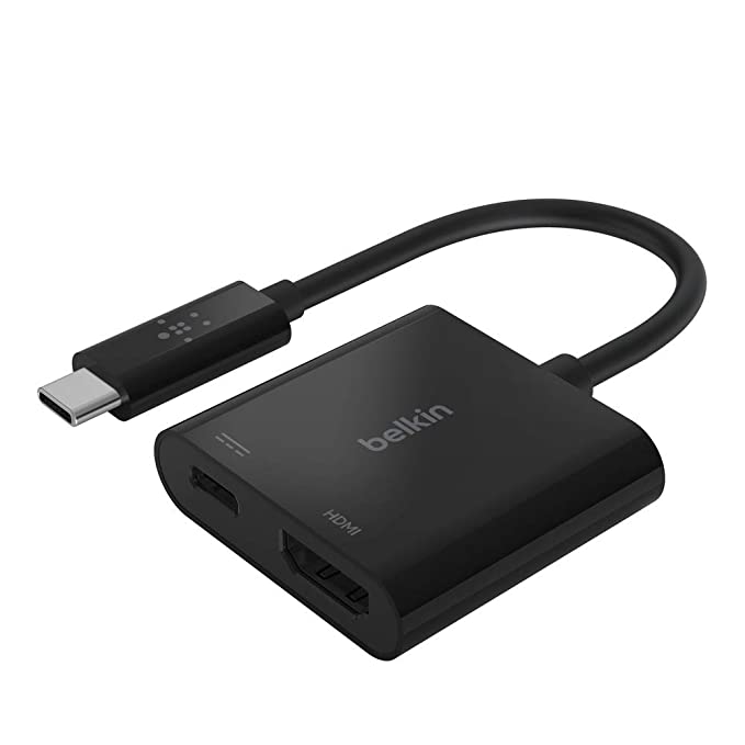 Belkin USB-C to HDMI Adapter   Charge (Supports 4K UHD Video, Pass-Through Power up to 60W for Connected Devices) MacBook Pro HDMI Adapter, Black