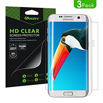 Galaxy S7 Edge Screen Protector [3 Pack] [Not Glass], VANZEV Fulledge Case-Friendly Coverage / Soft Flexible Clear Screen Protector Film for Samsung Galaxy S7 Edge [Easy Bubble-Free Installation]