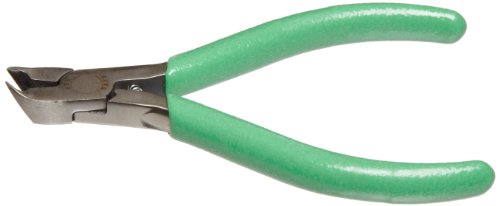 Xcelite GA54JV Angled Diagonal End Cutter Pliers, Flush Jaw, 4" Length, 7/16" Jaw length, Green Cushion Grip, Carded