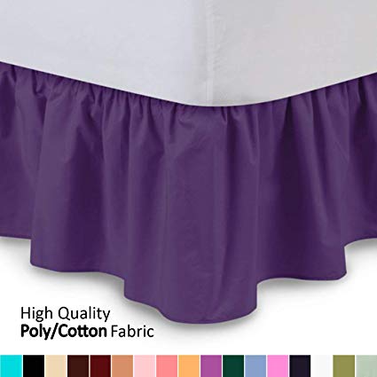 Shop Bedding Ruffled Bed Skirt (Twin, Grape) 14 Inch Drop Dust Ruffle with Platform, Wrinkle and Fade Resistant - by Harmony Lane (Available in All Bed Sizes and 16 Colors)