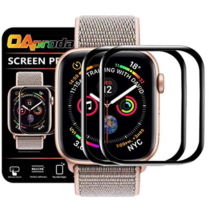 OAproda [2 Pack] Screen Protector Compatible with Apple Watch Series 5/4 44m [Max Coverage Easy Install ] Bubble-Free Anti-Scratch HD Clear Screen Film with Installation Frame