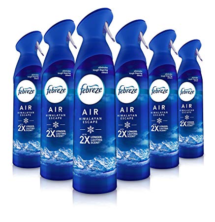 Febreze Air Freshener Spray Himalayan Escape with 2x Longer Lasting Scent it Eliminates Odours and Leaves a Elegant Light Fresh Scent, 300 ml, Pack of 6