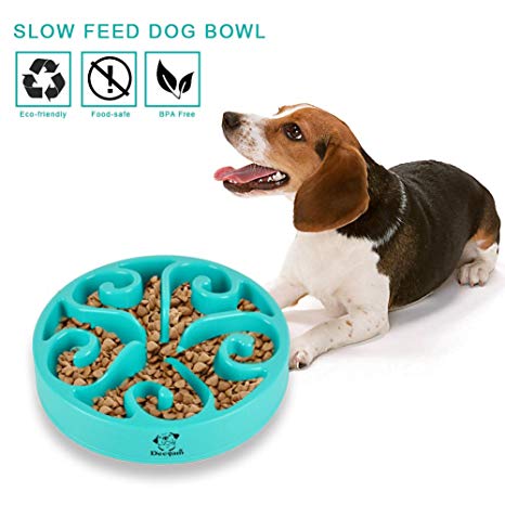 Decyam Pet Fun Feeder Dog Bowl Slow Feeder, Bloat Stop Dog Food Bowl Maze Interactive Puzzle Cat Bowl Non Skid (BLUE)