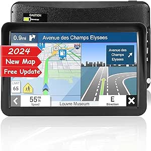 GPS Navigation for Car （9 Inch） Slimline Touch Screen Real Voice Direction ，USA Edition 2024 (Free Lifetime Updates) Turn-by-Turn Voice and Lane Guidance, Speed and Red Light Warning (American Brand)