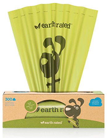 Earth Rated 300-Count Dog Waste Bags, Biodegradable Unscented Pooh Bags on a Single Roll for Pantries (not on small rolls)