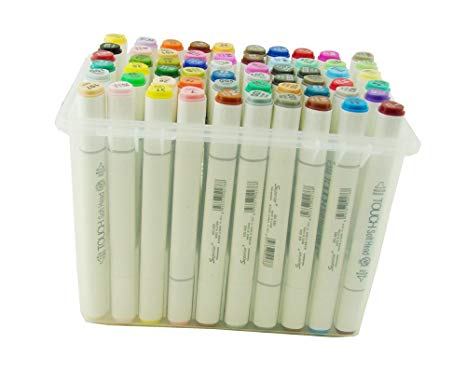 Asvine 60 Color Touch Five Marker Art Sketch Twin Alcohol Graphic Pens Broad Fine Point 1mm/6mm