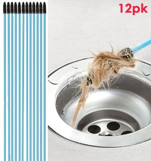 Flexi Drain Sticks - Set of 12 Unclogs drains - No chemicals - Easy to use - Eliminates clogged hair in drains - Flexible 18" inch drain stick that will save you time, trouble and money