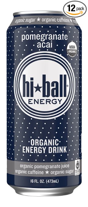 Hiball Energy Sparkling Organic Juice Drink, Pomegranate Acai, 16 Ounce (Pack of 12)