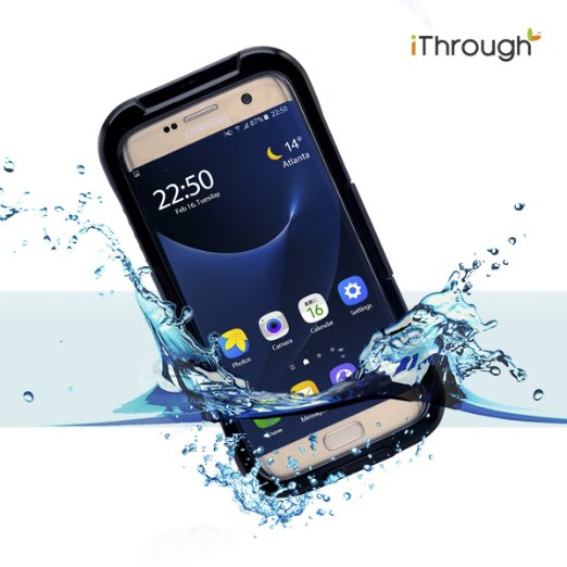 Galaxy S7 Edge Waterproof Case, iThroughTM 20ft(6M) Swimming Diving Galaxy S7 Edge Underwater Case, Dust Proof, Snow Proof, Shockproof, Heavy Duty Full Sealed Protection Case for Galaxy S7 Edge (Black)