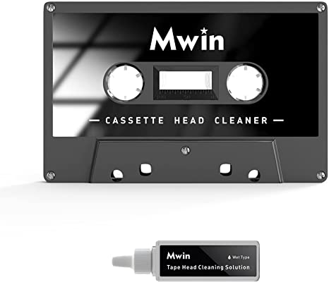 Mwin Audio Cassette Head Cleaner Tape w/ 1 Cleaning Fluids Care Wet Maintenance Kit, Cleaner for Cassette Tape Player/Boombox/Deck/Recorder