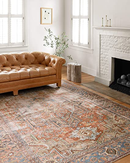 Loloi Loren Collection Area Rug LQ-15 Terracotta / Sky 5'-0" x 7'-6"