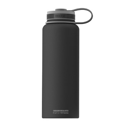 Asobu, The Mighty Flask, Wide Mouth Insulated Water Bottle, Stainless Steel, 40 oz., Black