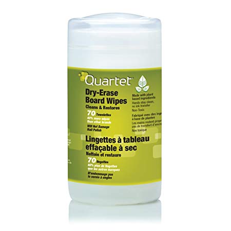 Quartet Dry Erase Cleaning Wipes, 70 Sheets, Non-Toxic Disposable Whiteboard Wipes, Low-Odor (52-180032Q)