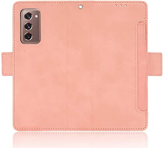 DAMONDY for Samsung Z Fold 2 5G,Samsung Z Fold 2 Case,5 Card Holder Leather Flip Wallet Case Wallet Case for Women/Men,Stand Money Pocket Shockproof Folio Magnetic Wallet Purse Case -Pink