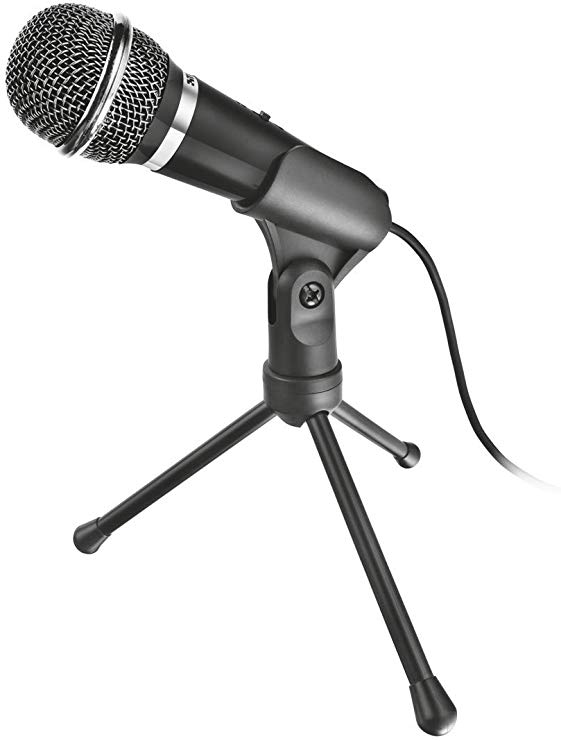 Trust Voca Microphone and Stand for PC and Laptop with 3.5 mm Plug, Black