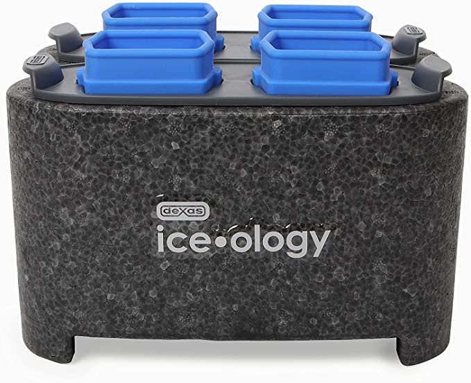 Dexas GCI4C-2728 iceology Silicone Clear Maker for Craft Cocktail Ice 4 Count Cube Tray, 1.875 Inch Square