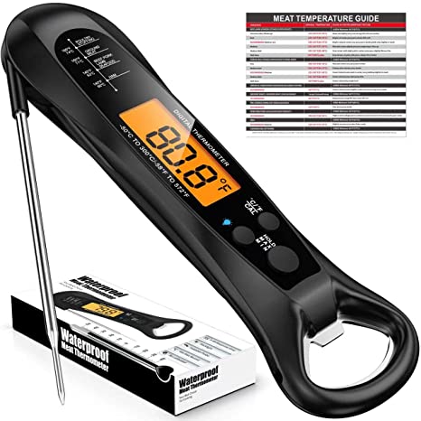 Meat Thermometer Intelligent Fast Instant Read for Grill and Cooking. Best Waterproof Ultra Fast Thermometer with Backlight & Calibration. Digital Food Probe Kitchen, Outdoor Grilling and BBQ!