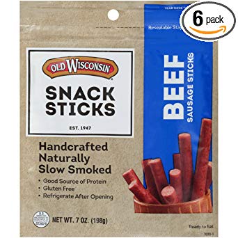 Old Wisconsin Beef Snack Sticks, 7-Ounce Pouches (Pack of 6)