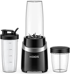 KOIOS Personal Blender for Shakes and Smoothies with 2x27oz To-Go Cups and 10oz Grinding Cups, Smoothie Blender for Kitchen